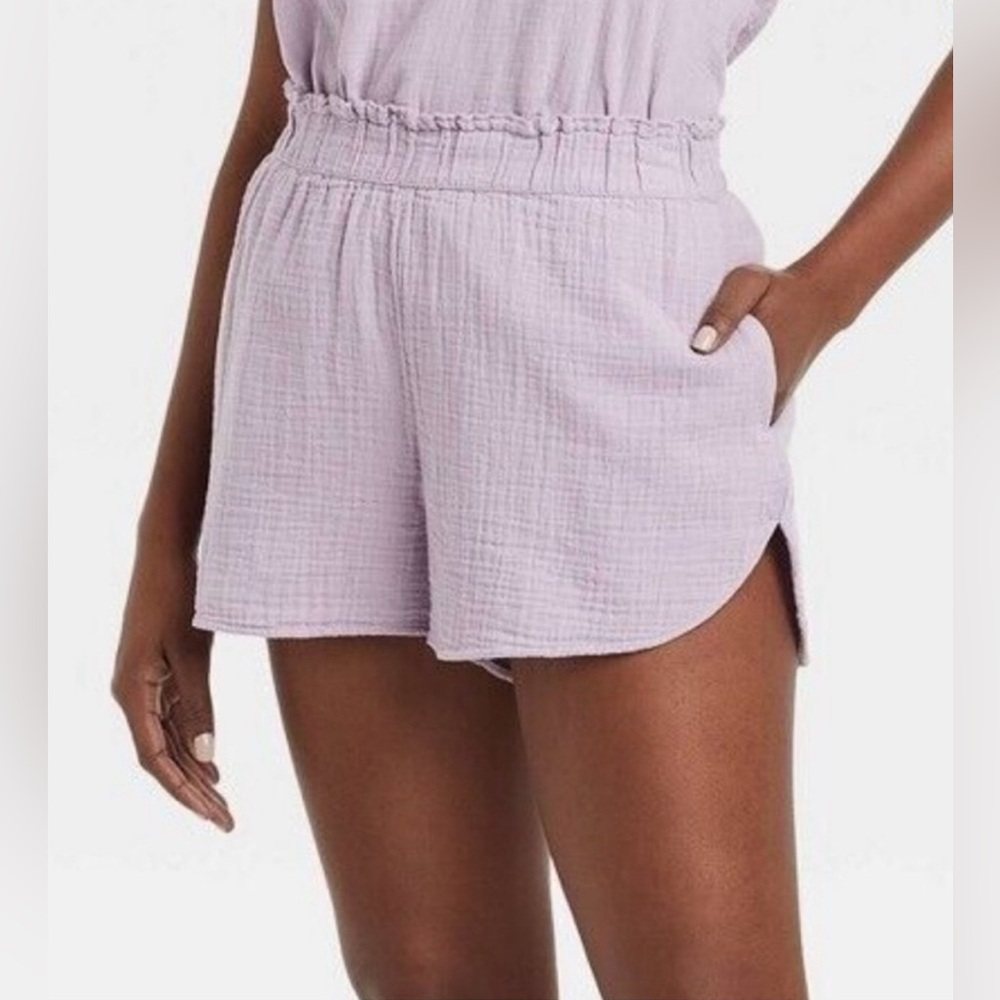 Universal Thread Shorts XL Purple NWT Easy Pull On Crinkle Gauze High Rise - Picture 2 of 9